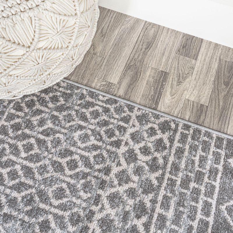 Gray and Cream Geometric Flat Woven Runner Rug