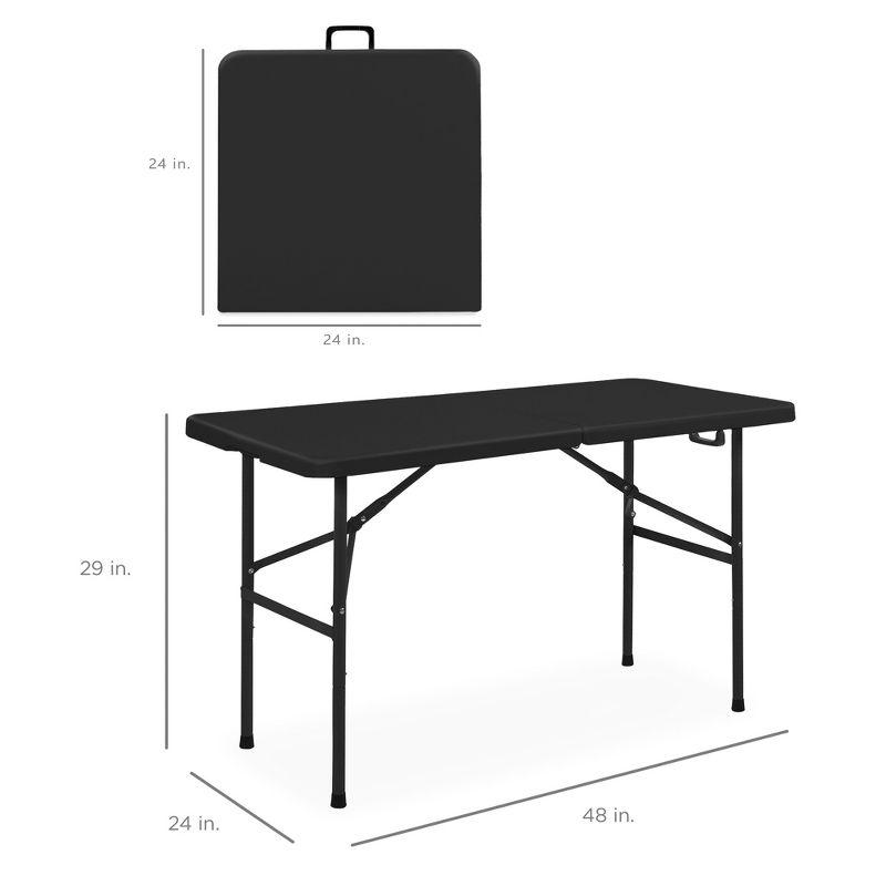 Best Choice Products 4ft Plastic Folding Table, Indoor Outdoor Heavy Duty Portable w/ Handle, Lock for Picnic