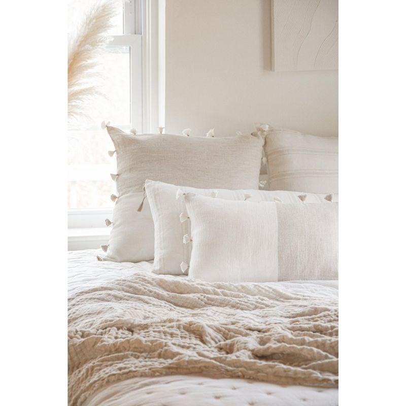 Beige Tassels So Soft Linen Pillow 20x20 Down Alternative