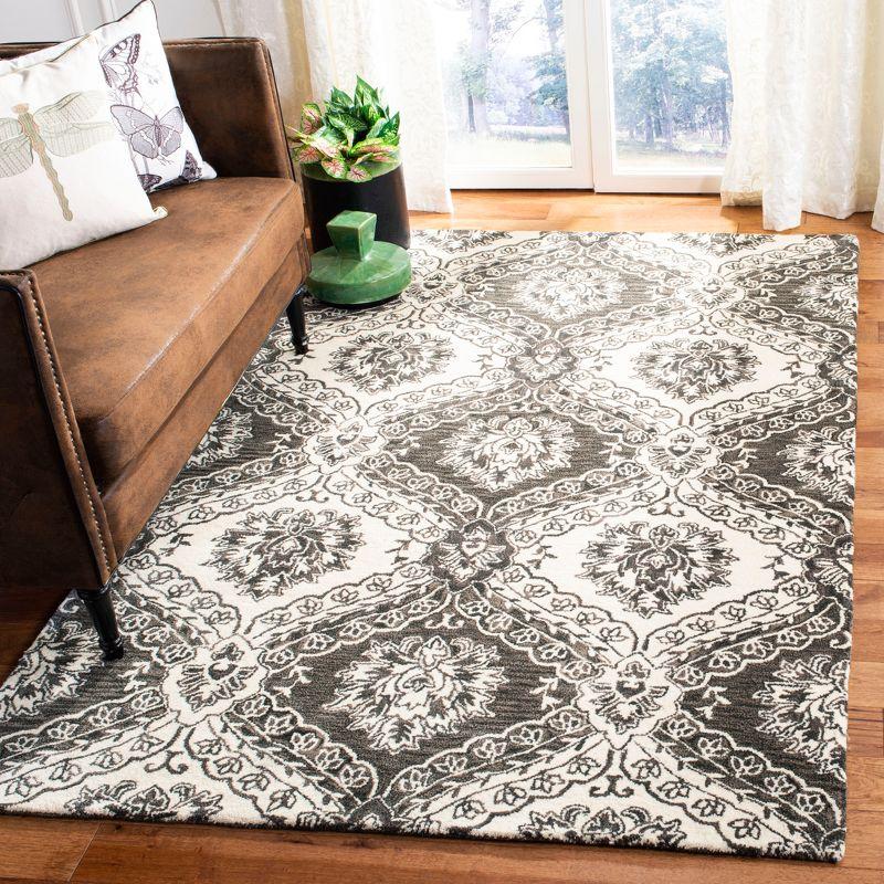 Blossom BLM601 Hand Tufted Area Rug - Charcoal/Ivory - 5'x8' - Safavieh.
