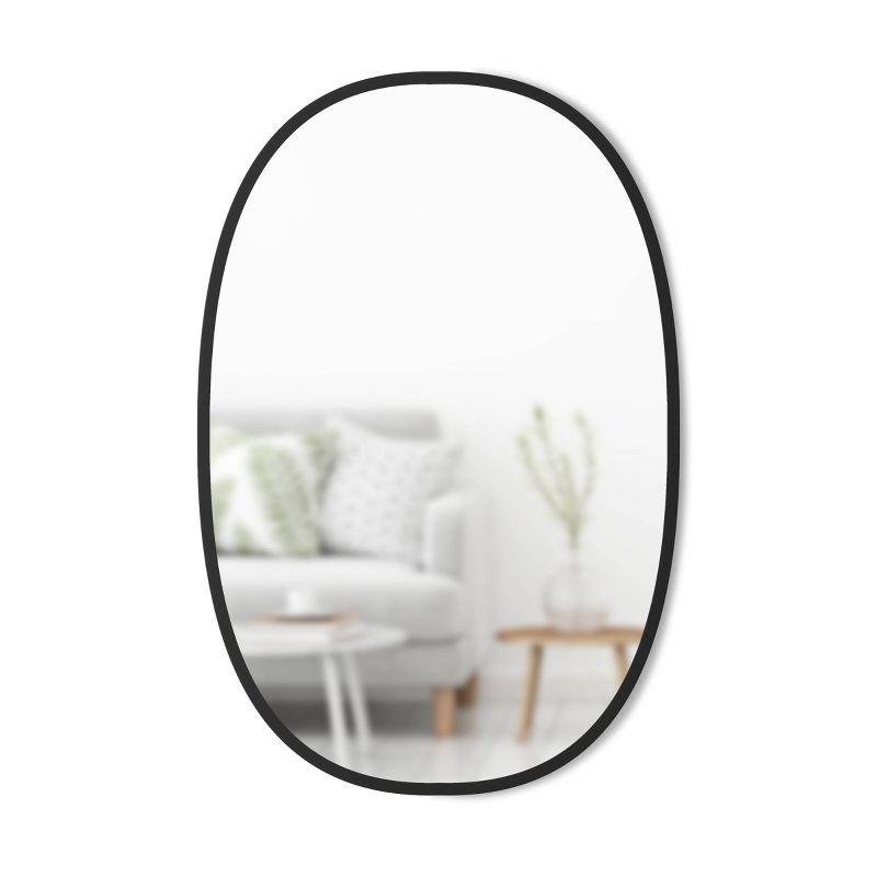 Modern Industrial Hub Oval Wall Mirror with Black Rubber Rim