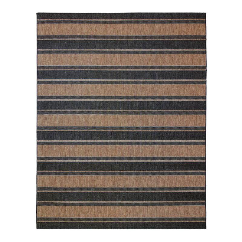 Havana Casual Stripe 8'x10' Brown Synthetic Indoor/Outdoor Rug