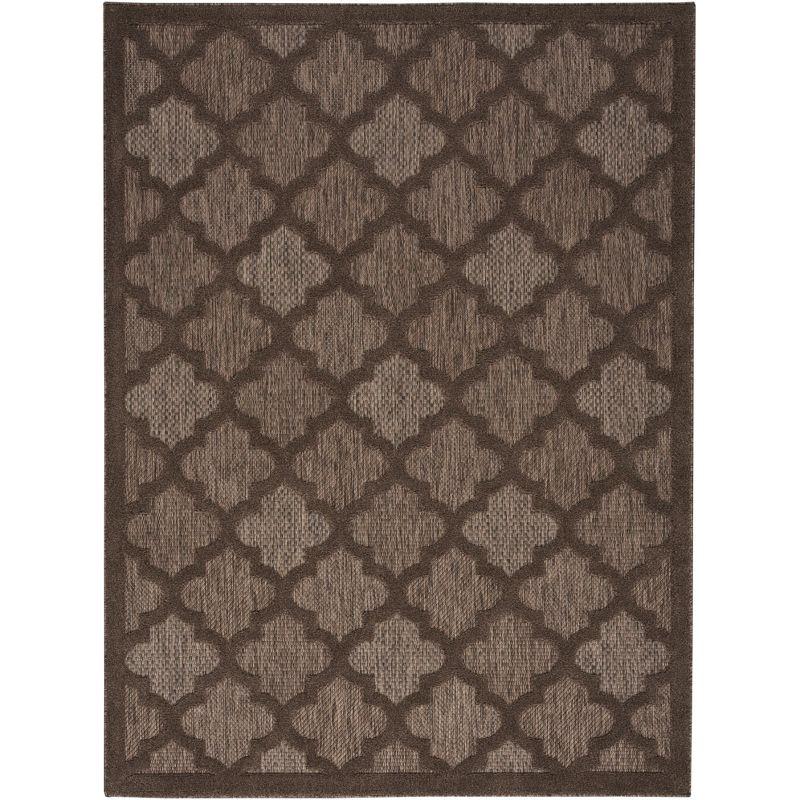 Nourison Easy Care Trellis Flatweave Indoor Outdoor Area Rug 6' x 9' Brown