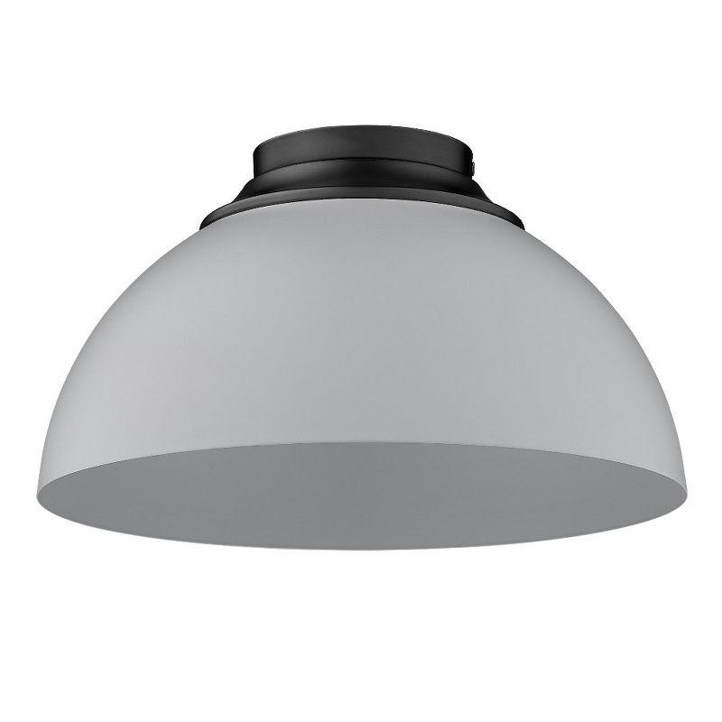 Golden Lighting Zoey 3-Light Flush Mount in Pewter with Matte Black