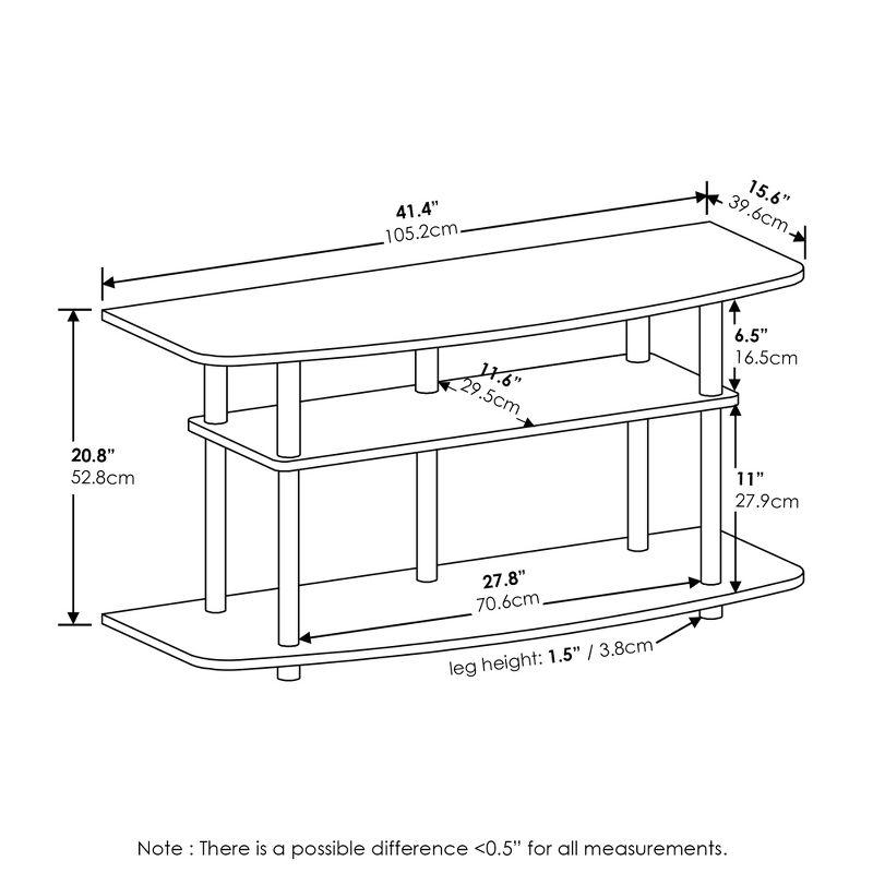 White Oak 3-Tier TV Stand with Metal Tubes