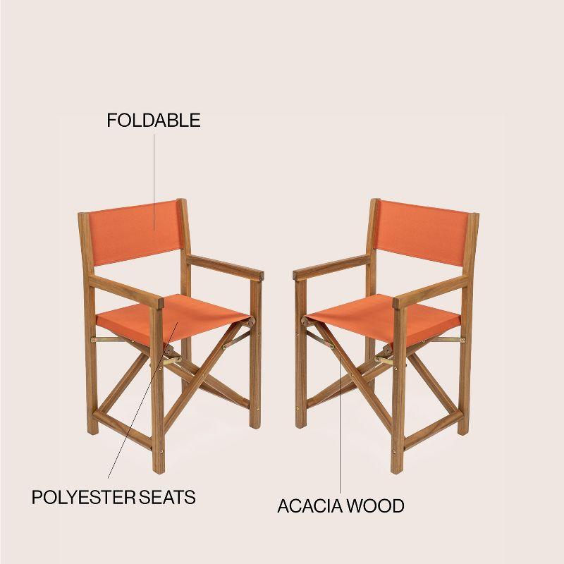 Cukor Classic Vintage Outdoor Acacia Wood Folding Director Chair with Canvas Seat- JONATHAN Y