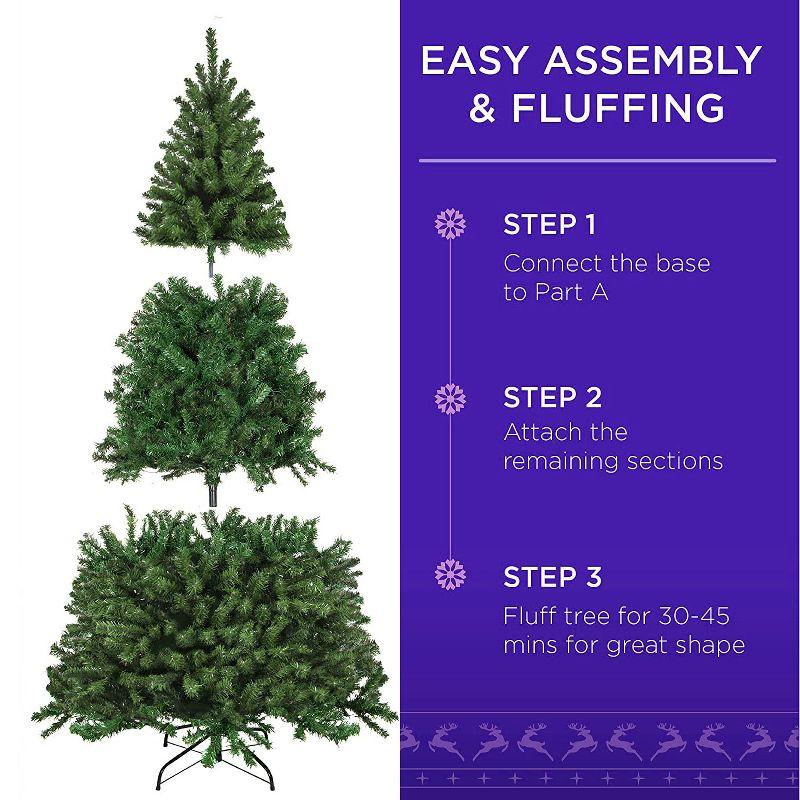 6 FT Artificial Christmas Tree Pine Hinged with 1000 Branch Tips and Sturdy Metal Base