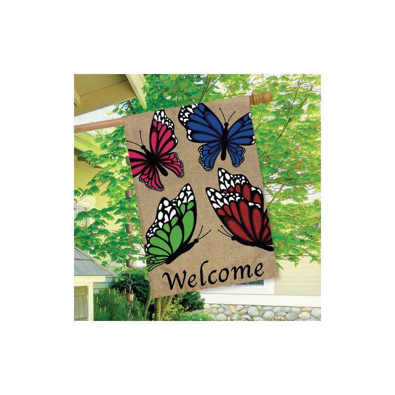 Butterfly Welcome Spring Burlap House Flag Butterflies 28" x 40" Briarwood Lane