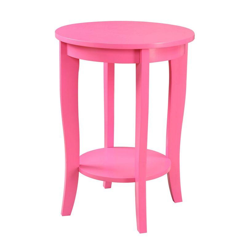 Pink Round MDF End Table with Shelf