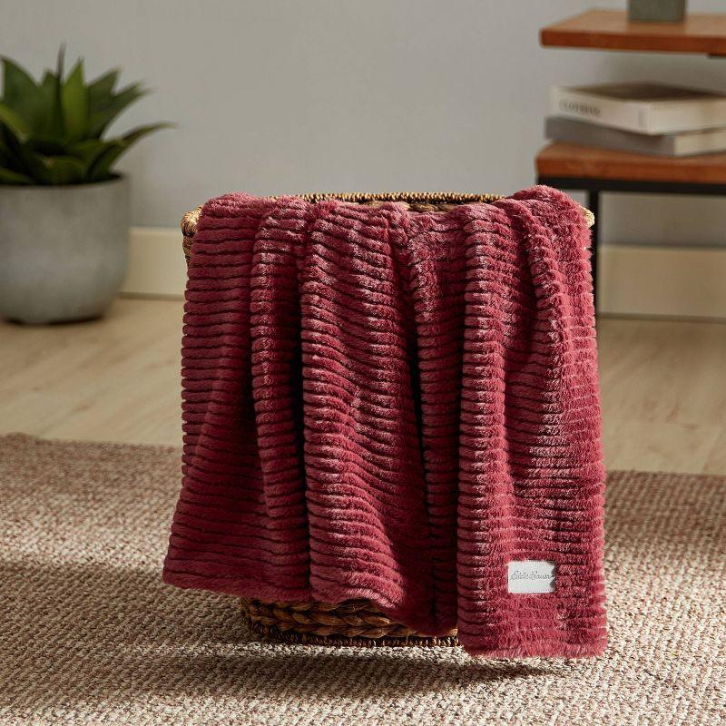 Eddie Bauer Eddie Bauer Ribbed Textured Stripe Solid Plush Throw Blanket