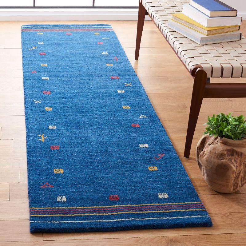 Handmade Blue Wool 27" Hand-Knotted Area Rug