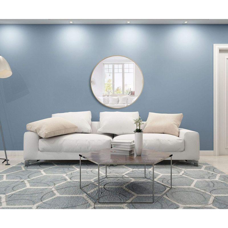 Elegant Lighting Metal frame Round Mirror 42 inch Silver finish