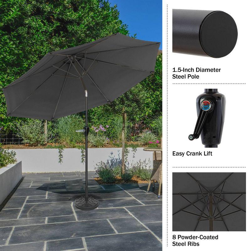 Pure Garden 10' Octagon Outdoor Patio Market Umbrella: Wind-Resistant, Auto-Tilt, Crank Lift, Steel Frame