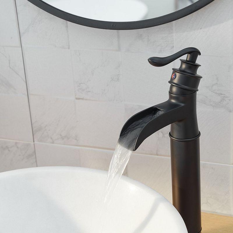 BWE Waterfall Single Hole Single-Handle Vessel Bathroom Faucet With Drain Assembly in Matte Black