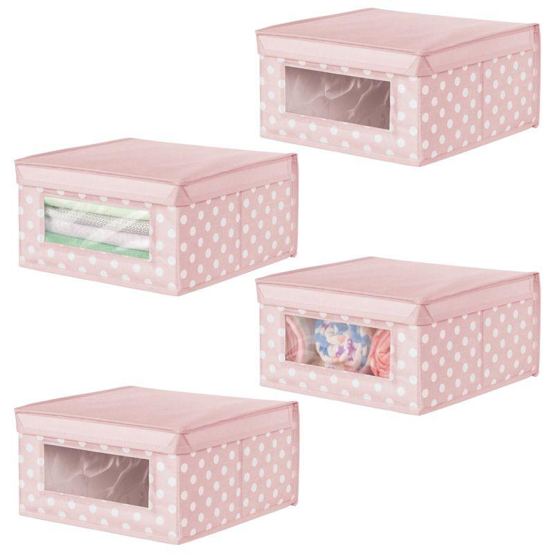 mDesign Medium Fabric Nursery Box with Lid/Window