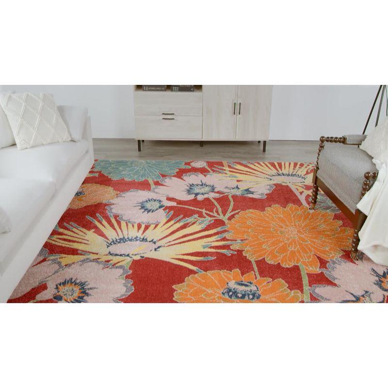 Allur Botanical Turquoise Multicolor Synthetic Area Rug