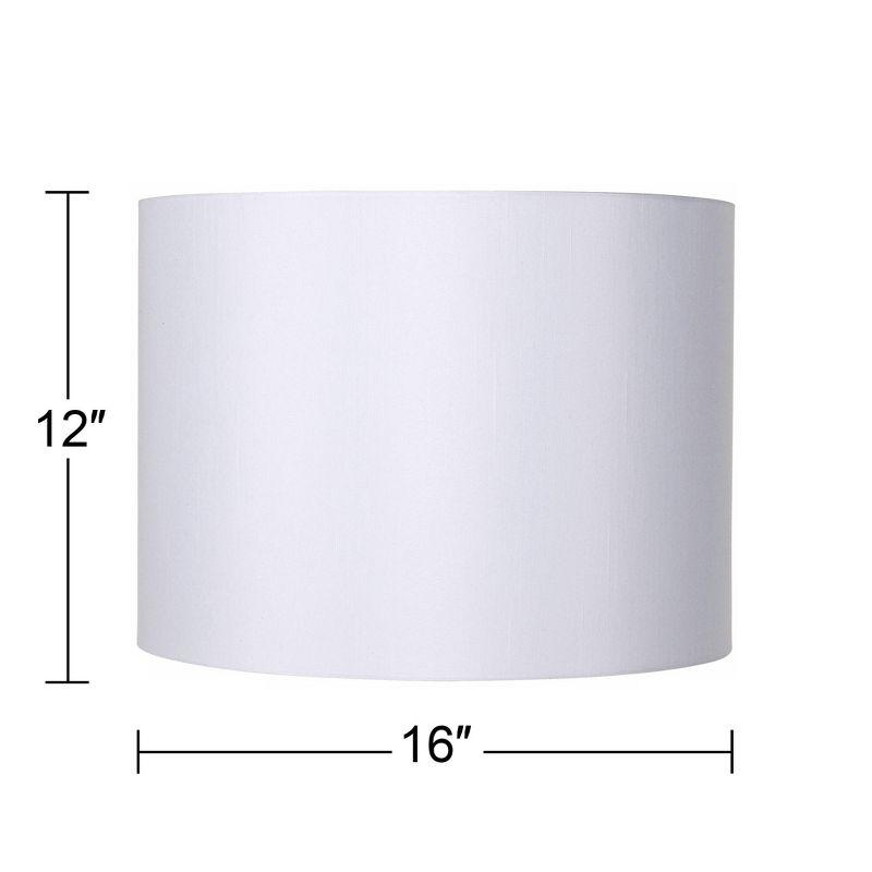 Springcrest White Hardback Medium Drum Lamp Shade 16" Top x 16" Bottom x 12" High (Spider) Replacement with Harp and Finial