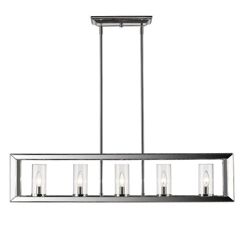 Golden Lighting Smyth 5-Light Linear Pendant in Chrome with Clear Glass