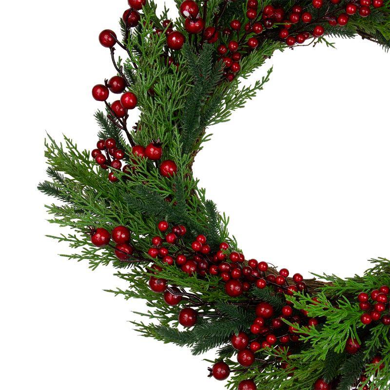 Mixed Pine and Berries Artificial Christmas Wreath - 26 inch Unlit