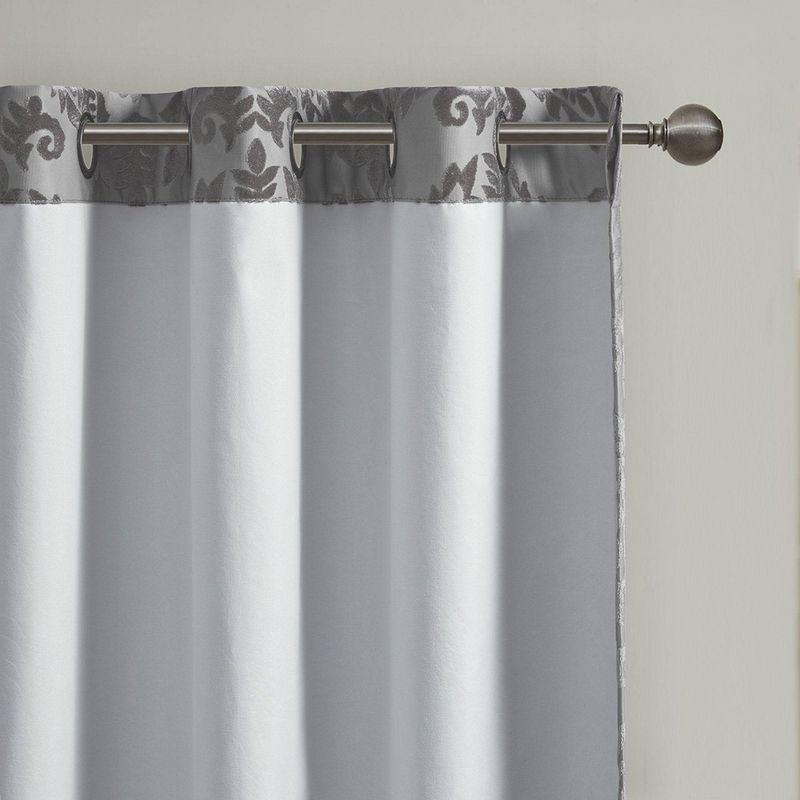 Madison Park Amelia Knitted Jacquard Paisley Total Blackout Grommet Top Single Curtain Panel