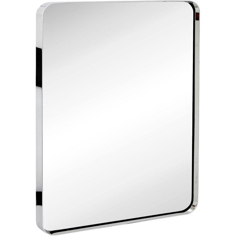 Hamilton Hills 24" x 36" Contemporary Metal Silver Framed Polished Rectangular Wall Mirror