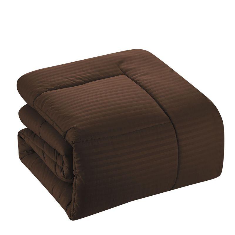 Sweet Home Collection Dobby Stripe Embossed Bed In a Bag Comforter Set