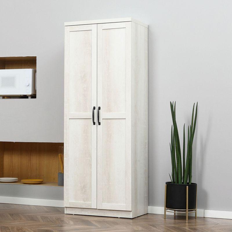 Resenkos Kitchen Pantry,63" 2-Door Kitchen Pantry, Freestanding Storage Cabinet with 5-tier Shelving and 2 Adjustable Shelves, Antique White