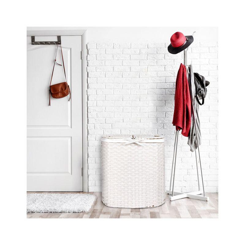 Handwoven Double Lidded Oval Hamper Sorter