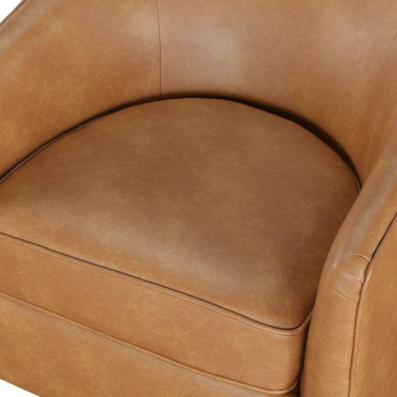 Comfort Pointe Irving Faux Leather Wood Base Barrel Swivel Accent Chair