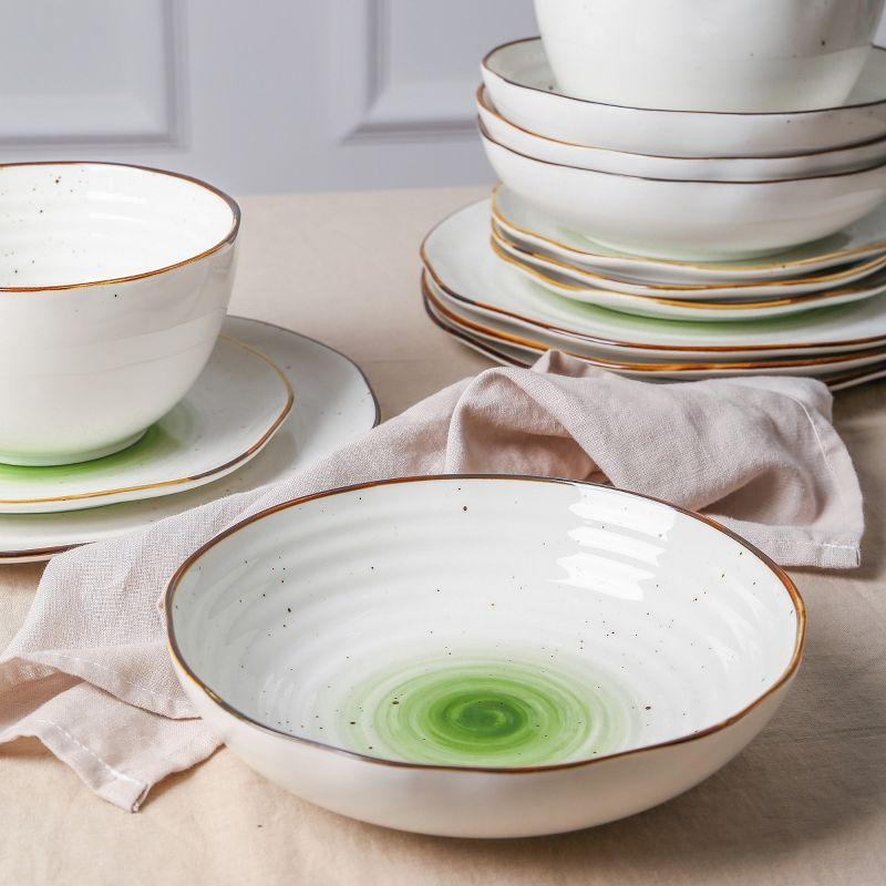 Christian Siriano Luma 32-Piece Dinnerware Set Porcelain, Service for 8, Green