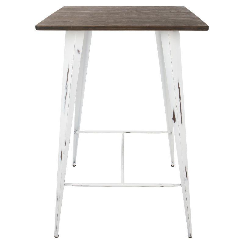Oregon Bar Height Table with Vintage White Frame/Espresso Wood - LumiSource