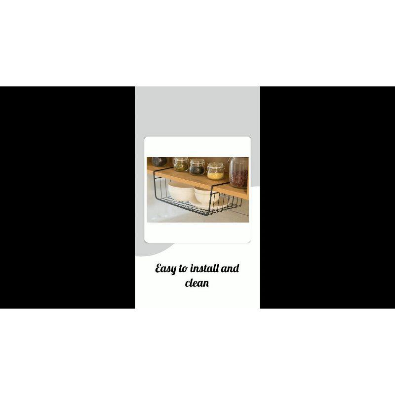 Basicwise Hanging Under Shelf Metal Storage Basket, Set of 2