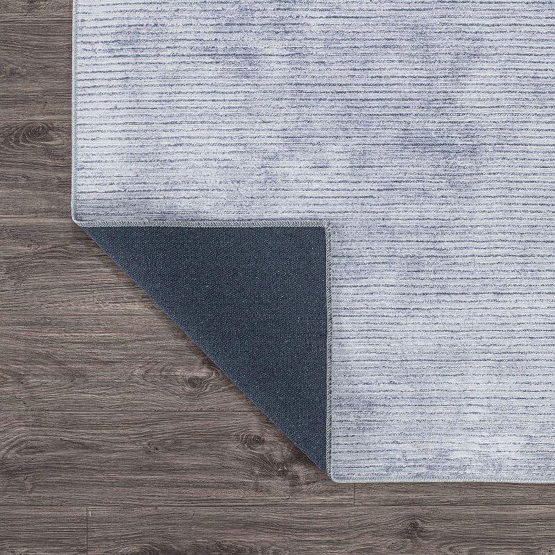 Eco-Friendly Gray Stripe Flat Woven 7'7"x9'6" Synthetic Area Rug