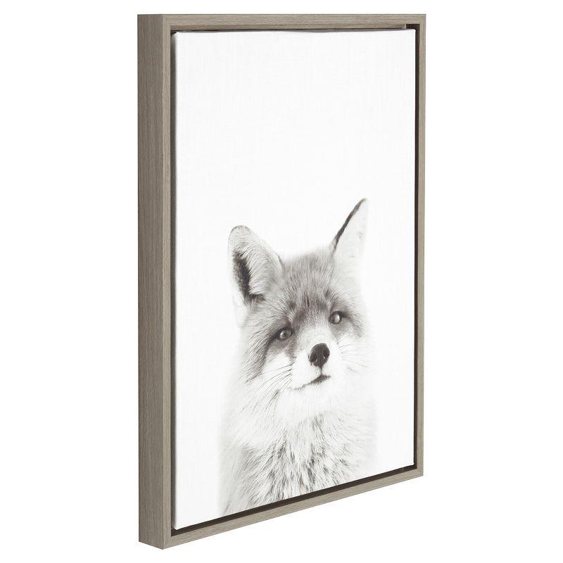 Fox Framed Kids' Canvas Art Gray (24"x18") - Uniek