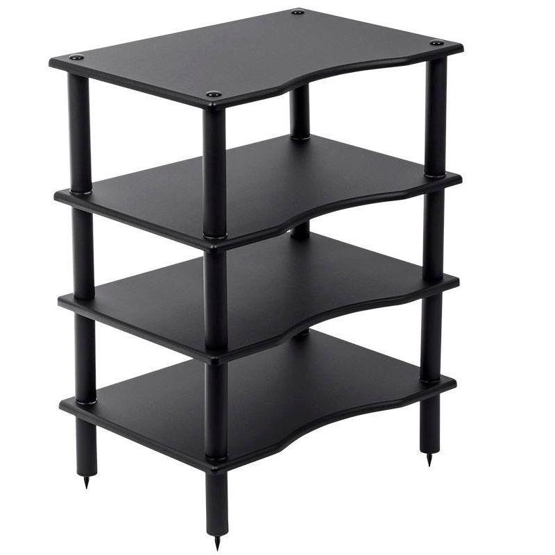 Monolith 4 Tier/Shelf Audio Stand - Black | Open Air Storage, Modular Design, Sturdy, Compatible With Bose, Polk, Sony, Yamaha, Pioneer and others