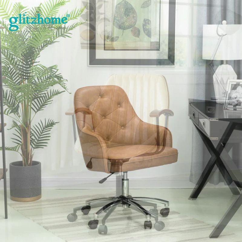 40&#34; Fabric Gaslift Adjustable Swivel Office Chair Brown - Glitzhome