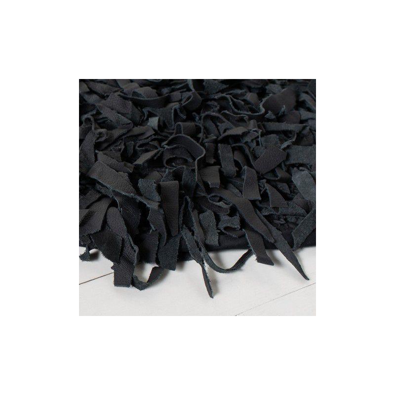Leather Shag LSG511 Handwoven Area Rug - Black - 8'x8' - Safavieh