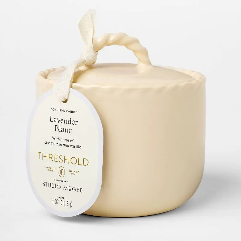 3-Wick 18oz Ceramic Jar Candle with Lid Lavender Blanc - Threshold™ designed with Studio McGee