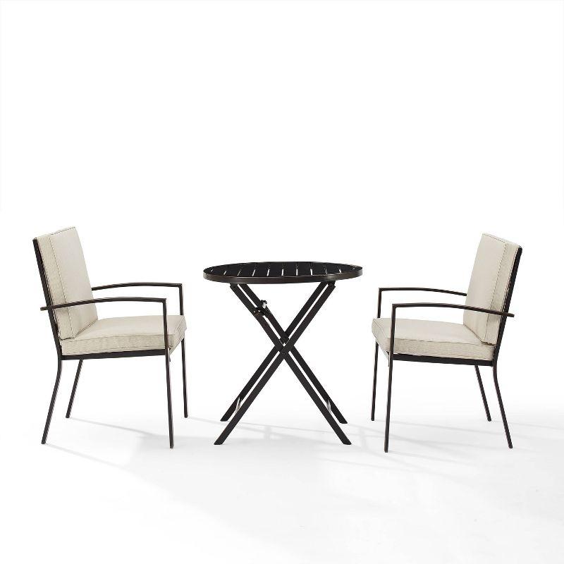 3pc Kaplan Outdoor Steel Chat Set Oatmeal/Bronze - Crosley