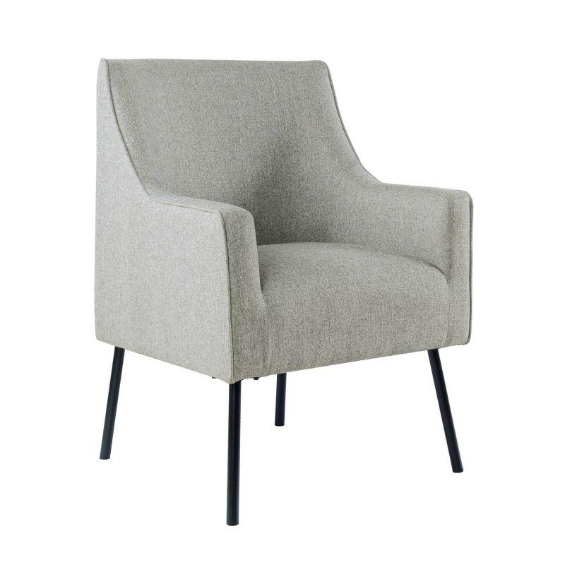 Modern Accent Chair Gray Woven - HomePop: Upholstered, Metal Legs, Matte Black Finish