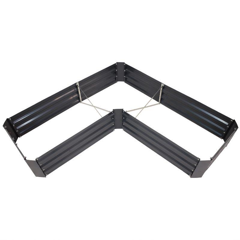 Sunnydaze Outdoor Galvanized Steel L-Shaped Raised Garden Bed for Plants, Vegetables, and Flowers - 59.5" - Dark Gray
