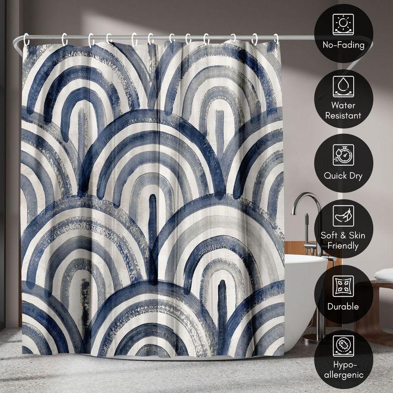71x74 Blue Abstract Shower Curtain - 100% Polyester - Water-Resistant Bath Curtain