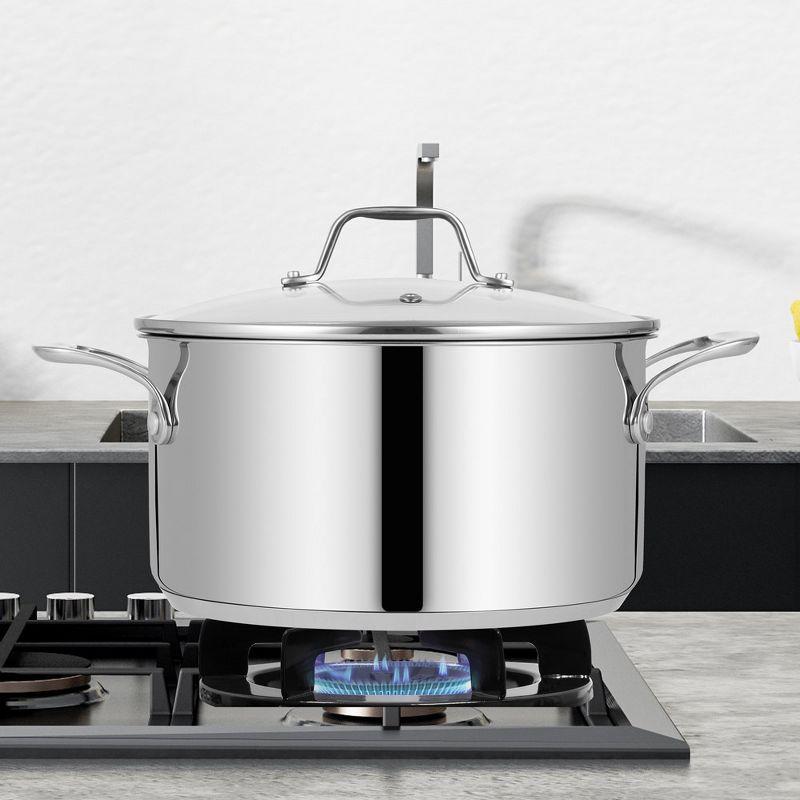 NutriChef 6-Quart Stainless Steel Stock Pot - 18/8 Food Grade Steel Heavy Duty Induction - Stock Pot, Stew Pot, Simmering Pot, Soup Pot