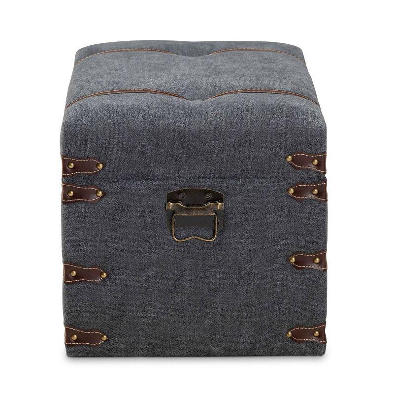 Palma Modern Transitional Fabric Upholstered Storage Trunk Ottoman Gray - Baxton Studio: Cushioned, Antique Brass Latches, No Assembly Required