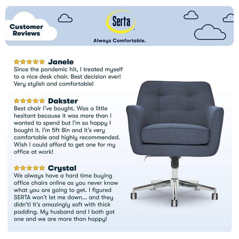 Style Ashland Home Office Chair Sanctuary Blue - Serta: Mid-Century, Adjustable, Twill Fabric