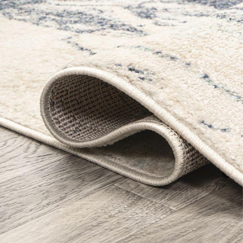 8' x 10' Marmo Abstract Marbled Modern Area Rug, Blue/Cream - JONATHAN Y