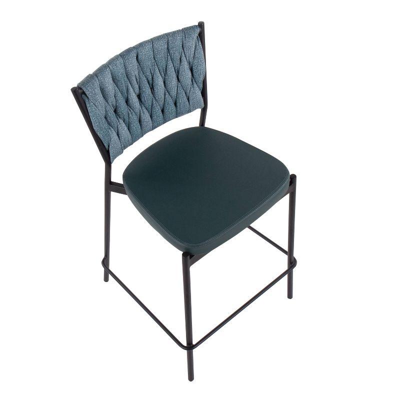 Set of 2 Tania Faux Leather/Polyester Counter Height Barstools Black/Green/Sea Green - LumiSource: Upholstered, Metal Legs, 250lb Capacity