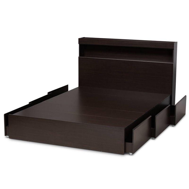 Queen Dark Brown Wood 6-Drawer Platform Storage Bed