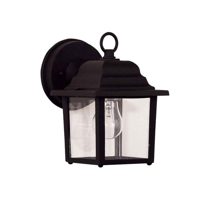 Black Mission Style Outdoor Wall Lantern with Clear Glass