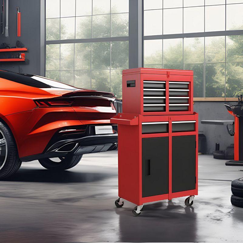 Tool Chest, 5-Drawer Rolling Tool Storage Cabinet with Detachable Top Tool Box, Liner, Universal Lockable Wheels